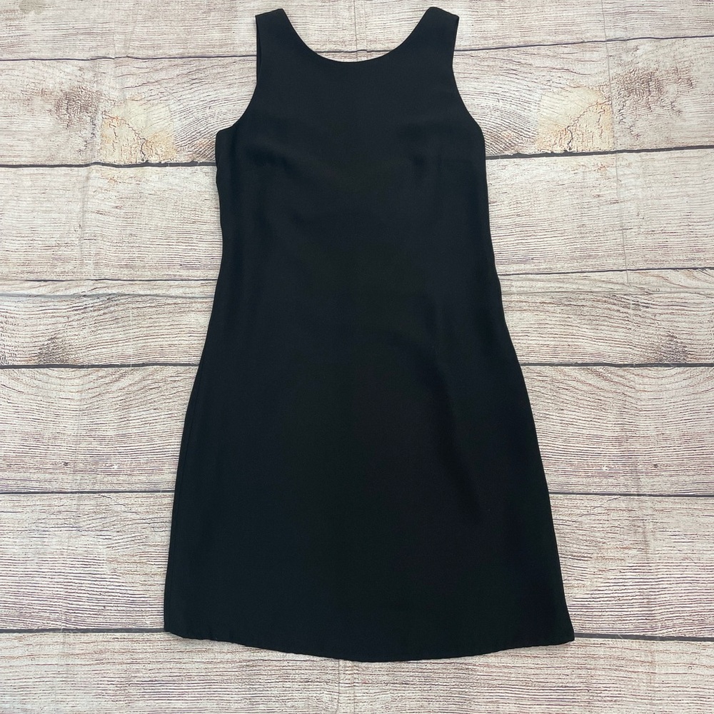 😍 Kate Spade Black Sheath Mini Dress Crew Neck Tank Top Sleeveless size 0 XS